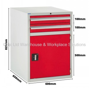 Euroslide Storage Cabinet 2 Drawer & Cupboard 825mm